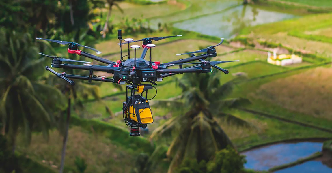 DJI M600 drone with YellowScan Vx20 LIDAR payload