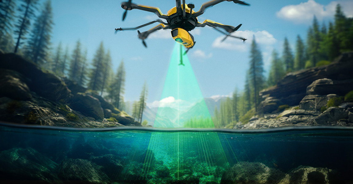 UAV bathymetric LiDAR system for mapping underwater depths