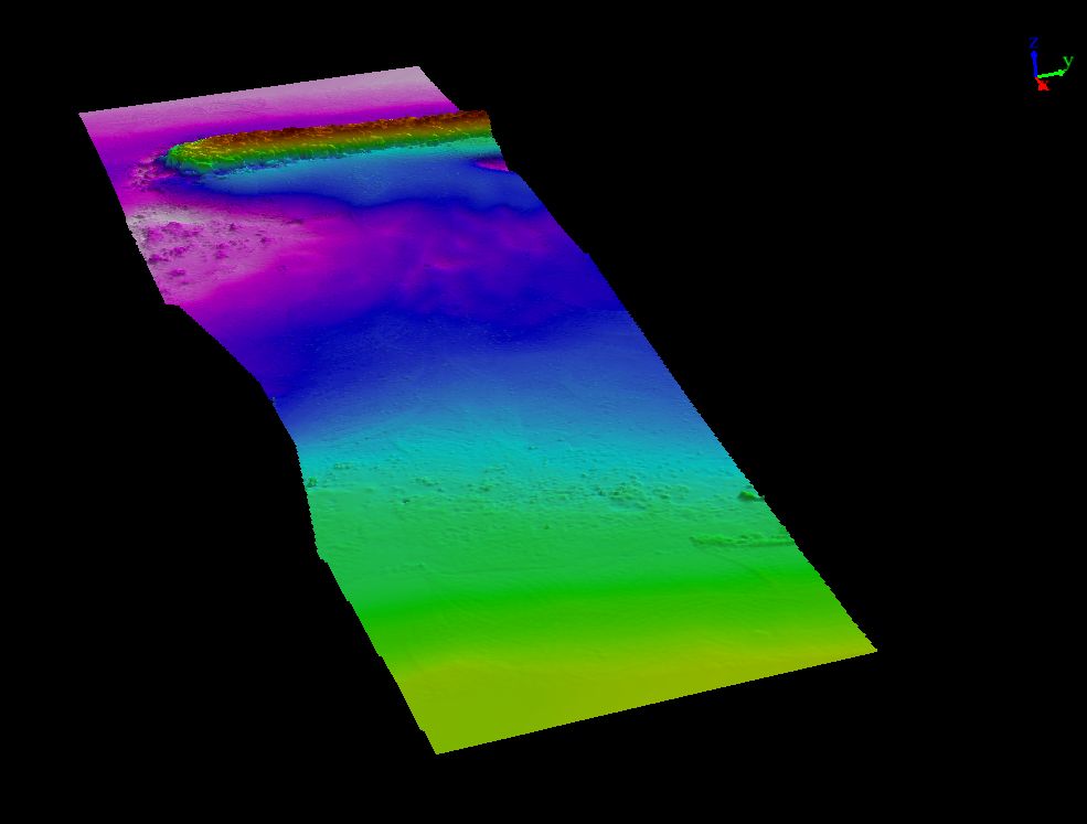 Digital terrain models (DTM) derived from the LiDAR point cloud, colored by height.