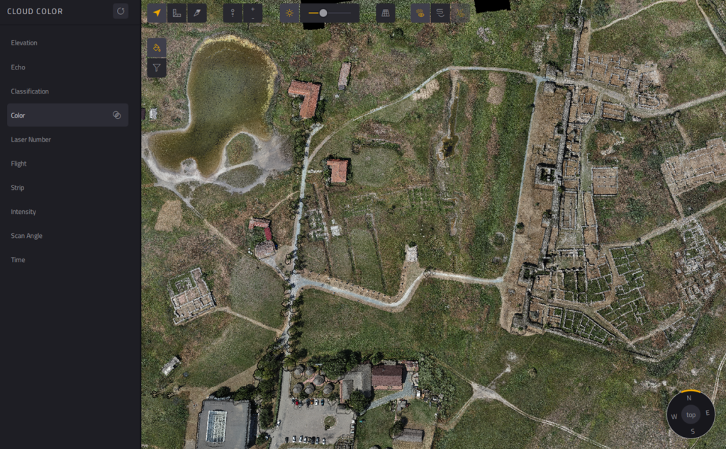 Colorized point cloud of the Histria ancient city processed in YellowScan CloudStation.