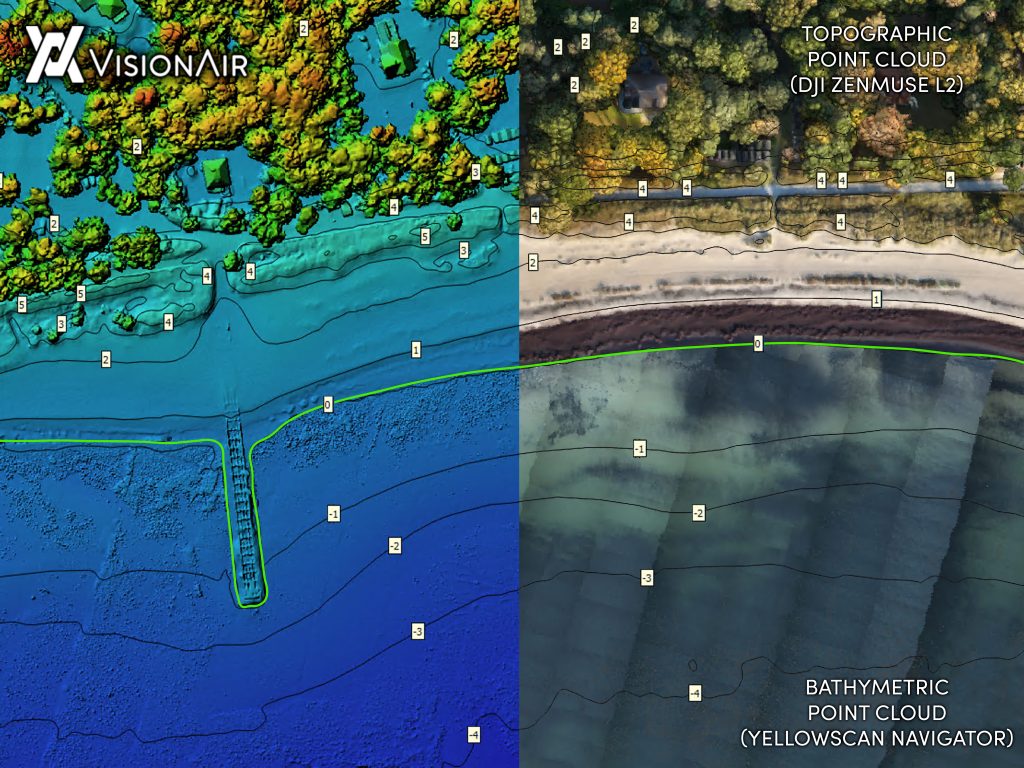 Bathymetric pointcloud obtained with the YellowScan Navigator