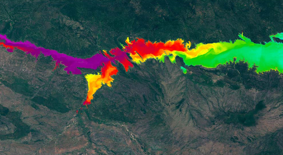 EOMAP satellite image with water colorization