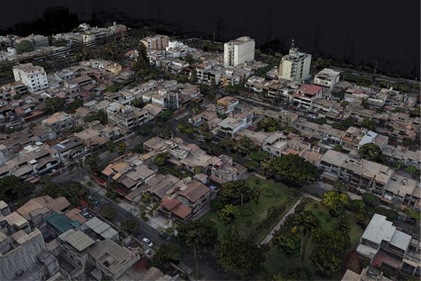 Example of a LiDAR point cloud acquired with a YellowScan LiDAR system